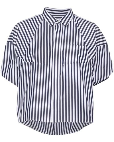 Sacai Gestreiftes Hemd aus Popeline - Weiß