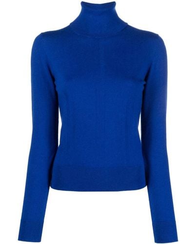 JOSEPH Roll-neck Fine-knit Sweater - Blue