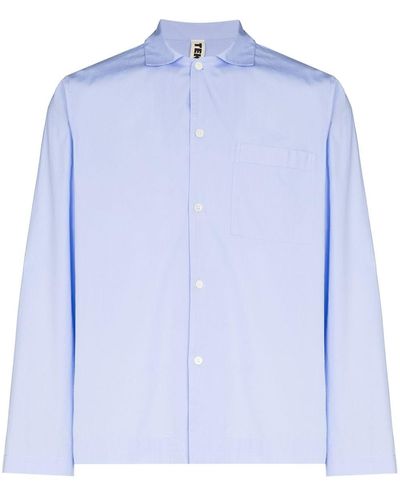 Tekla Organic Cotton Pajamas Shirt - Blue