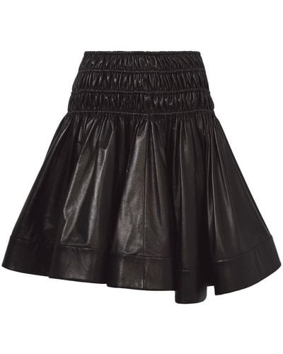 Proenza Schouler Ruched-detail Leather Skirt - Black