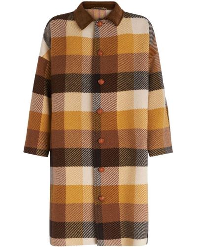 Etro Check-pattern Wool Coat - Brown
