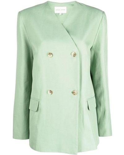 Loulou Studio Collarless Double-breasted Blazer - Green