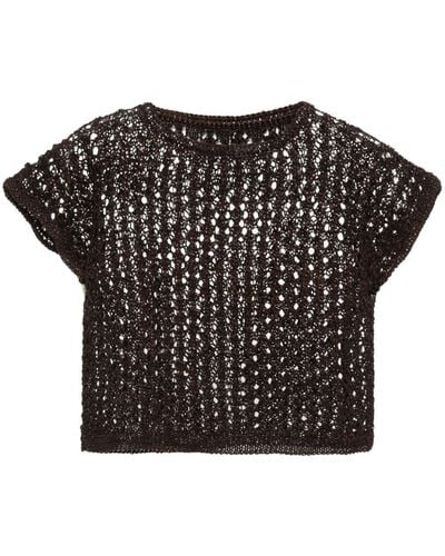 Dragon Diffusion Knitted Leather Top - Black