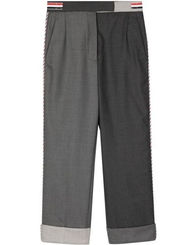 Thom Browne Two-tone Straight Trousers - Grey