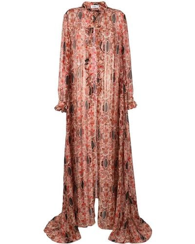 Amir Slama Floral-print Flared Silk Dress