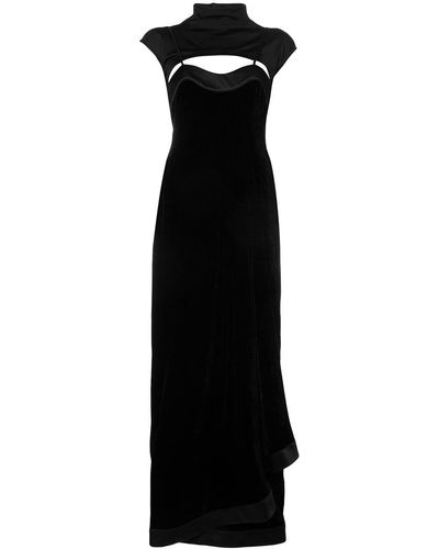 Unravel Project レイヤード ベルベット ドレス - ブラック