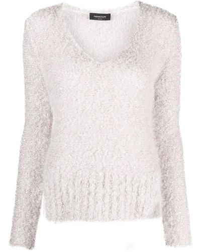 Fabiana Filippi V Neck Wool Blend Sweater - White