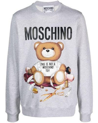 Moschino Sweat en coton biologique à motif Teddy Bear - Gris