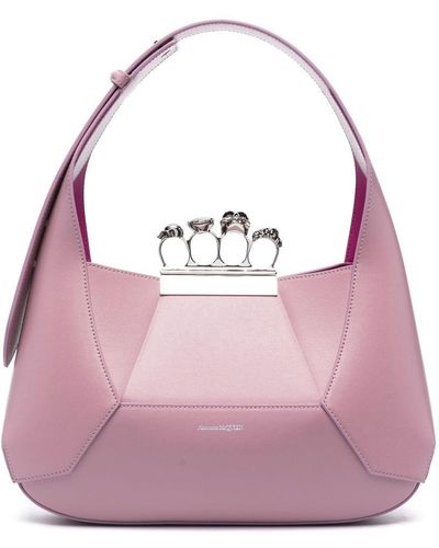 Alexander McQueen Sac cabas Jewelled Hobo en cuir - Rose