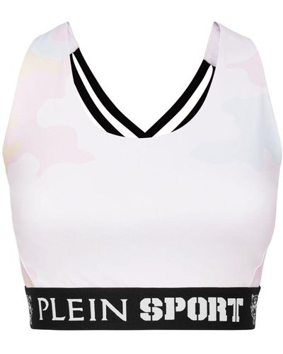 Philipp Plein Camouflage-print Crossover-strap Sports Bra - Black