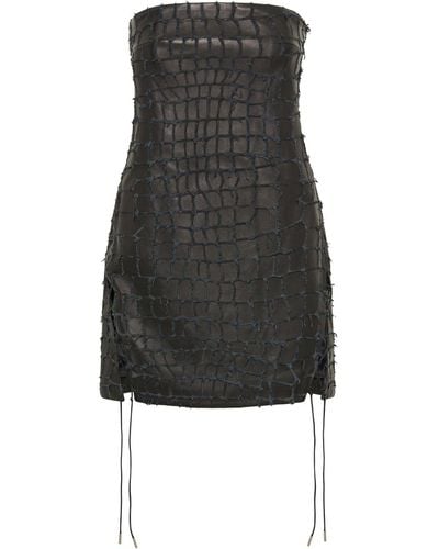 Dion Lee Snakeskin-effect Leather Mini Dress - Black