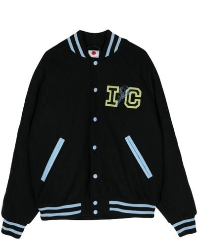 ICECREAM Embroidered-logo Varsity Jacket - Black