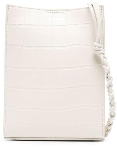 Jil Sander Crocodile-effect Leather Satchel Bag - White