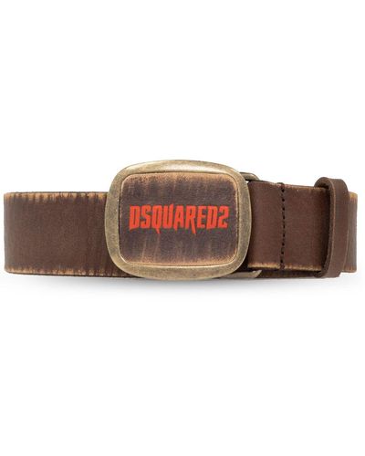 DSquared² Logo-plaque Leather Belt - Brown
