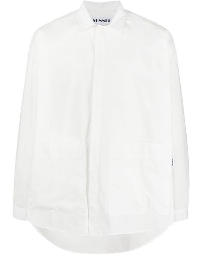 Sunnei Slogan Loose Fittin Cotton Shirt - White