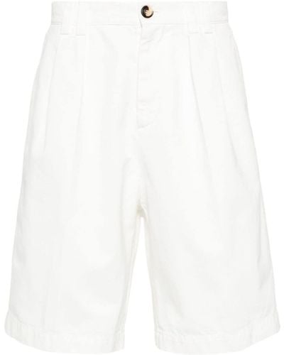 Brunello Cucinelli Straight Leg Shorts With Pleated Detail - White
