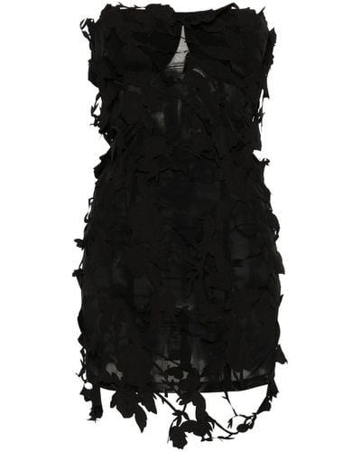 Blumarine Floral-appliqué Mini Dress - Black