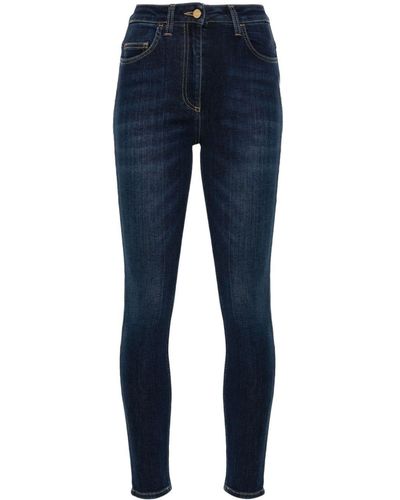 Elisabetta Franchi Vaqueros skinny con placa del logo - Azul