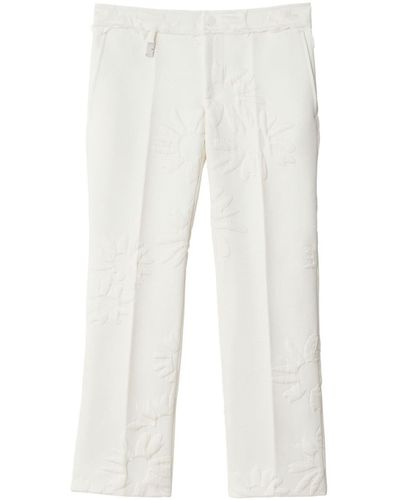 Burberry Pantalones rectos bordados - Blanco