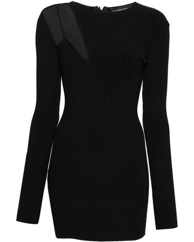 David Koma Mesh-ribbed Mini Dress - Black
