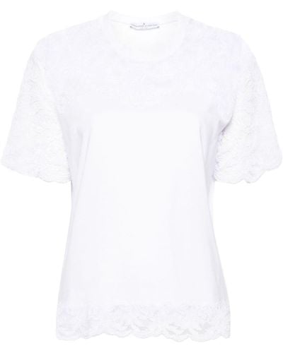 Ermanno Scervino Camiseta con paneles de encaje - Blanco