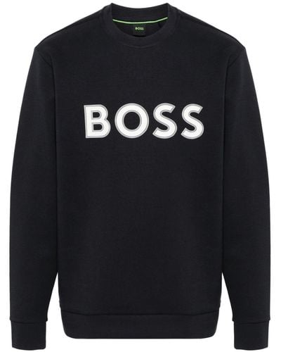 BOSS Sweater Met Logo-reliëf - Blauw