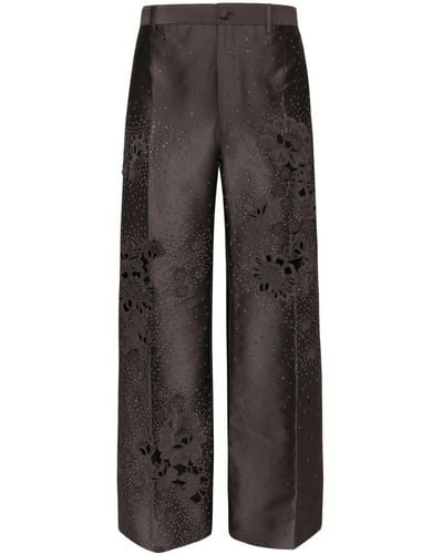 Dolce & Gabbana Rhinestone-embellished Silk Pants - Grey