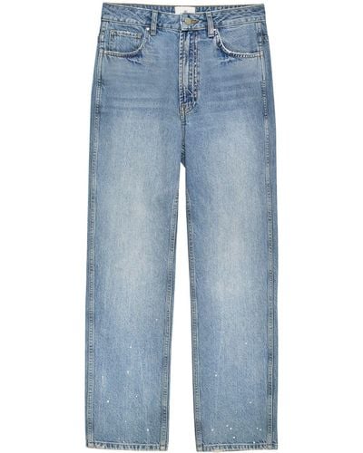 Anine Bing Vin Paint-detail Cropped Jeans - Blue