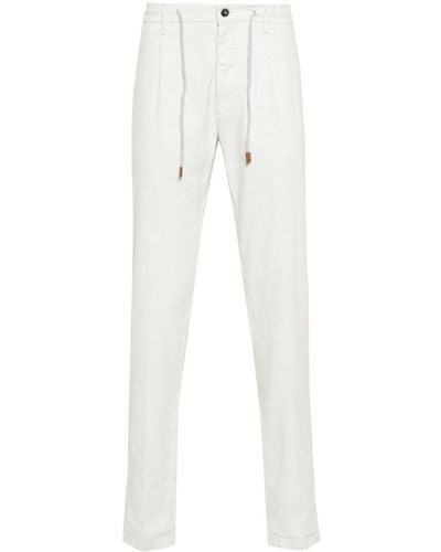 Eleventy Linen-blend Straight Trousers - White