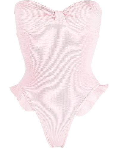 Reina Olga Crinkle-effect Swimsuit - Pink