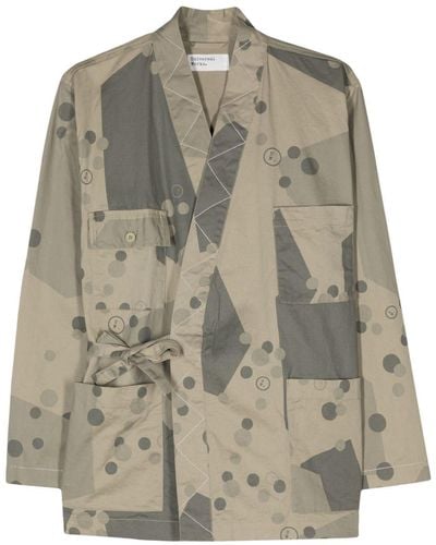 Universal Works Osaka Camouflage-print Wrap Jacket - Natural