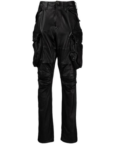 Julius Leather Tapered-leg Cargo Trousers - Black