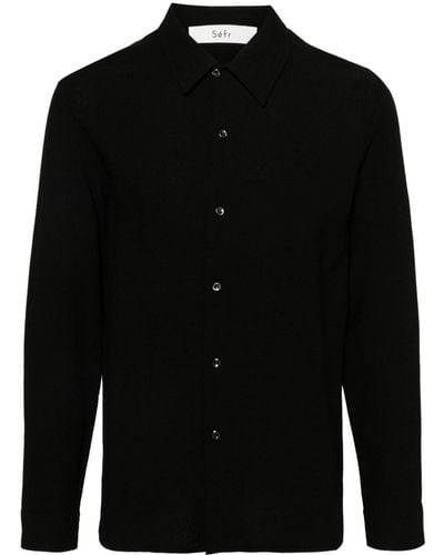 Séfr Camisa de crepé plisada - Negro