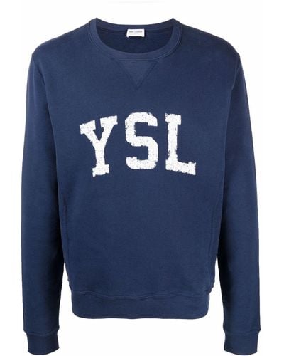 Saint Laurent Sweater Met Logoprint - Blauw