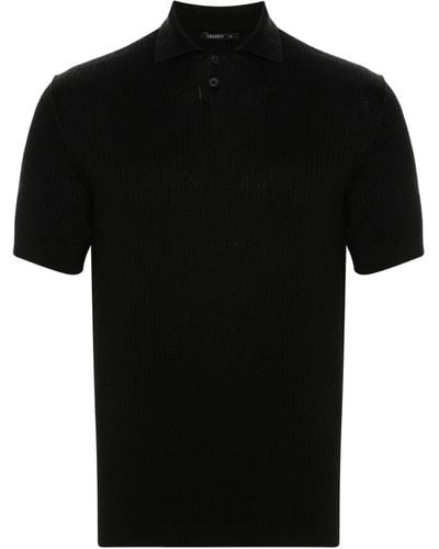 Transit Ribbed-knit Polo Shirt - Black