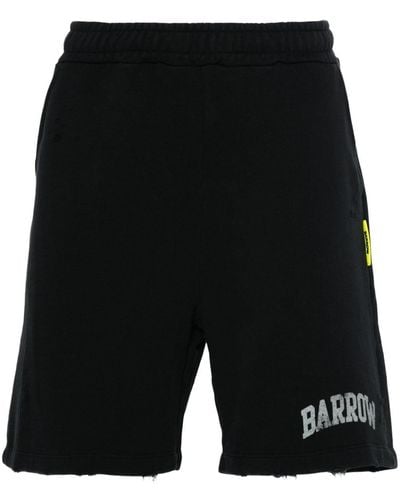 Barrow Smiley-print Distressed Shorts - Black