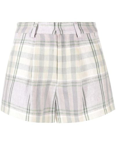 Isabel Marant Checked Linen Shorts - Purple