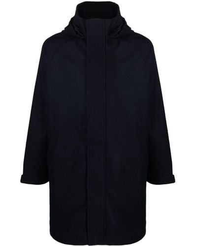 GR10K Hooded Wool-blend Coat - Blue