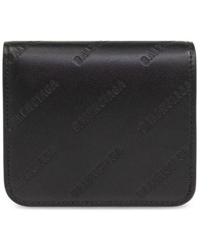 Balenciaga Logo-debossed Leather Wallet - Black