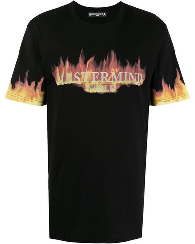 MASTERMIND WORLD T-Shirt mit Flammen-Logo - Schwarz