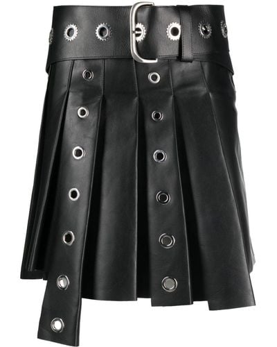 Off-White c/o Virgil Abloh Eyelet-embellished Asymmetric Pleated Miniskirt - Black