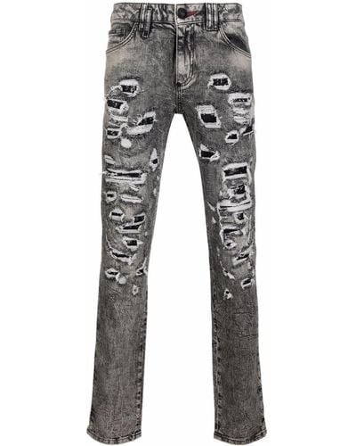 Philipp Plein Jeans slim con effetto vissuto - Grigio