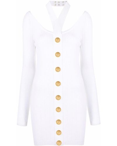 Balmain Backless Knitted Dress - White