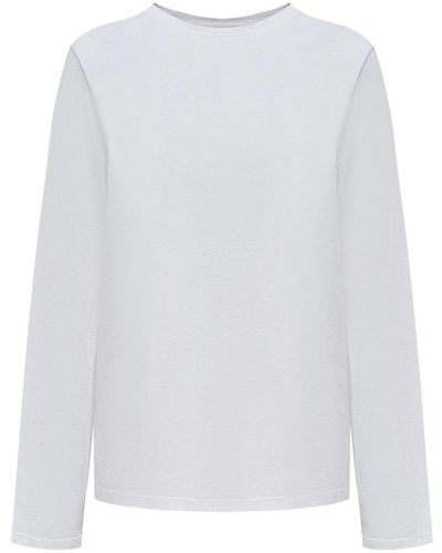 12 STOREEZ T-shirt en coton à manches longues - Blanc