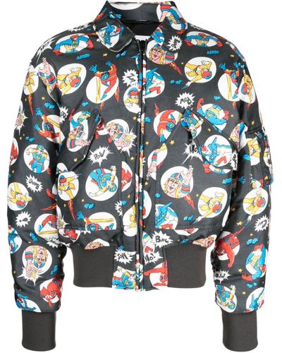 Moschino Bomberjacke mit grafischem Print - Blau