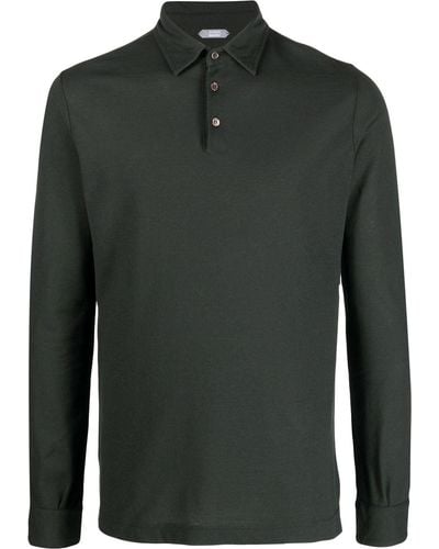 Zanone Long-sleeved Cotton Polo Shirt - Green