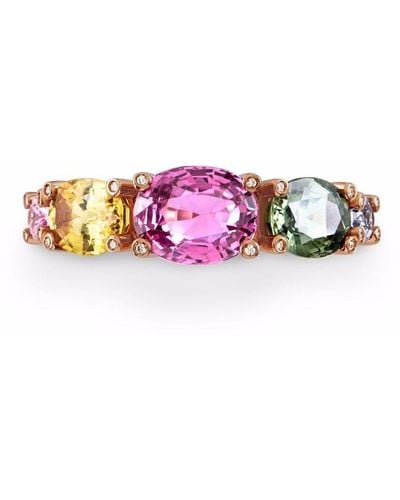 Pragnell 18kt Rose Gold Rainbow Fancy Sapphire Ring - Pink