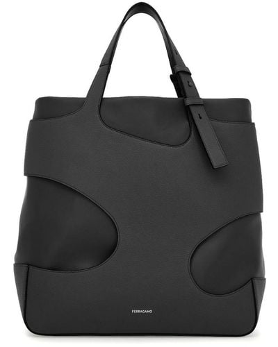 Ferragamo Tote Bag With Cut-out Detailing - Black