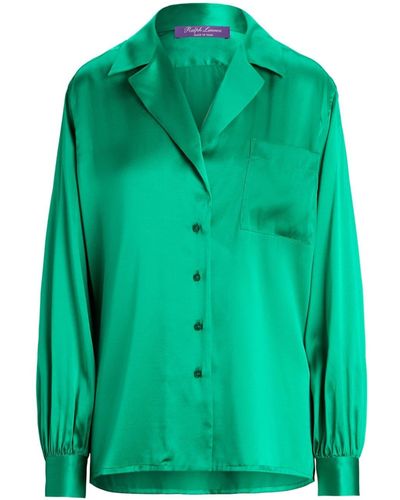 Ralph Lauren Collection Roslin Stretch-silk Shirt - Green