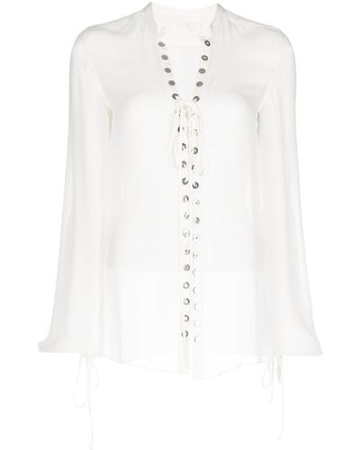 Dion Lee Eyelet Sheer Lace Top - White